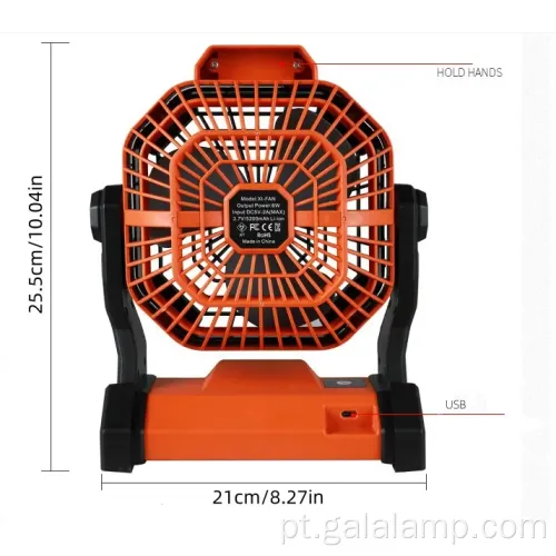 Poderoso ventilador portátil com luz de acampamento embutida